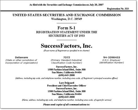 SuccessFactors S-1