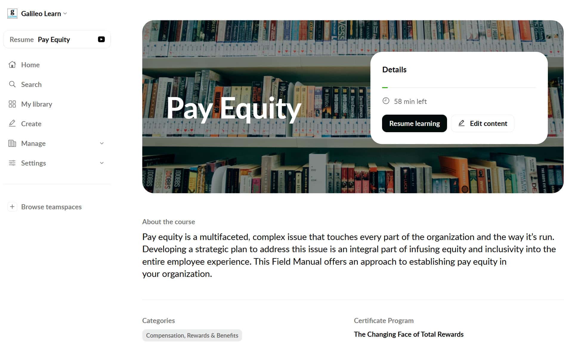 Galileo Learn pay equity course